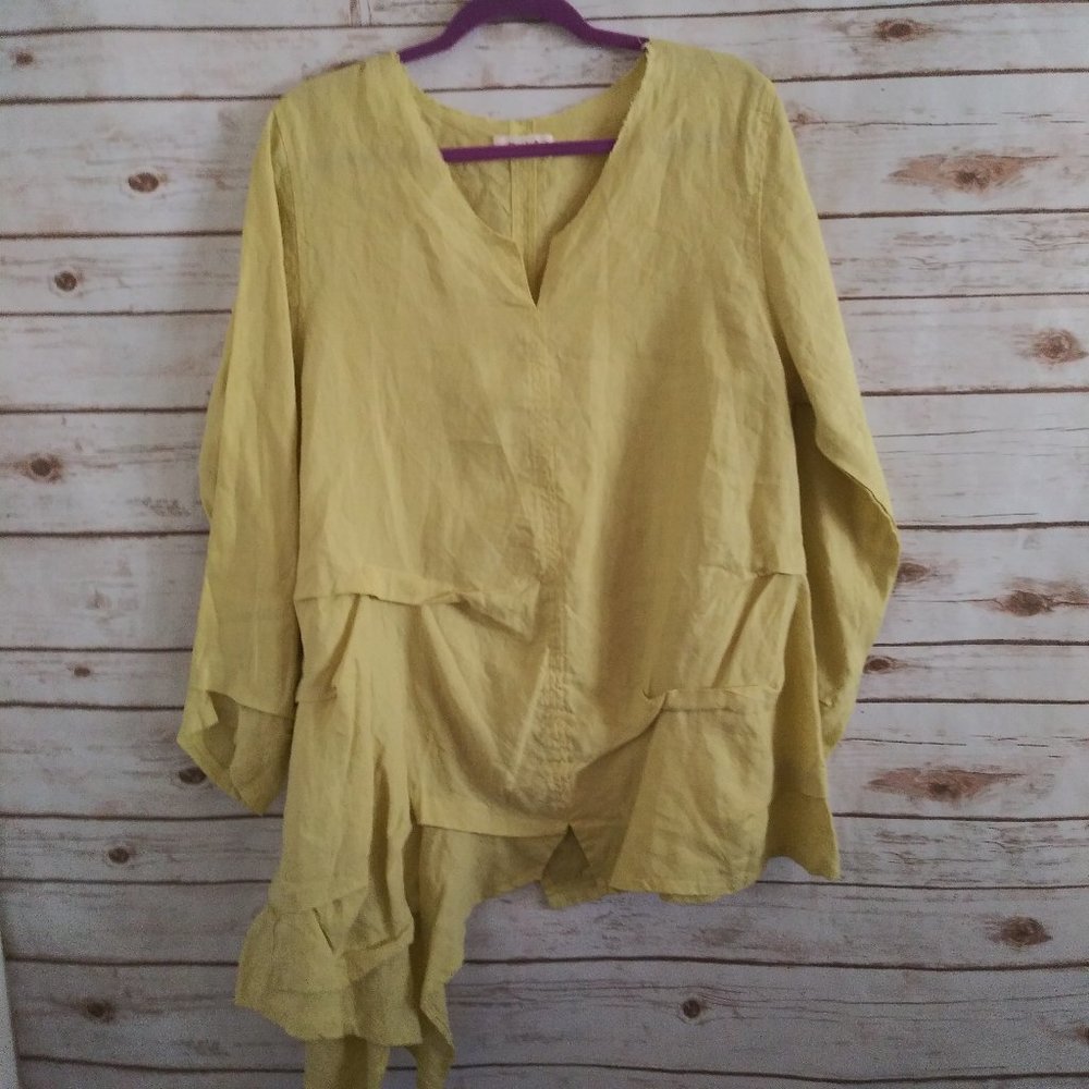Bodil 100% Linen Asymmetrical Lagenlook Blouse